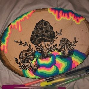Rainbow mushroom psychedelic art